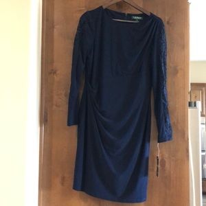 Navy blue, long sleeve cocktail dress NWT